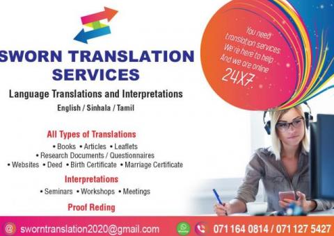 Translation English / Sinhala / Tamil